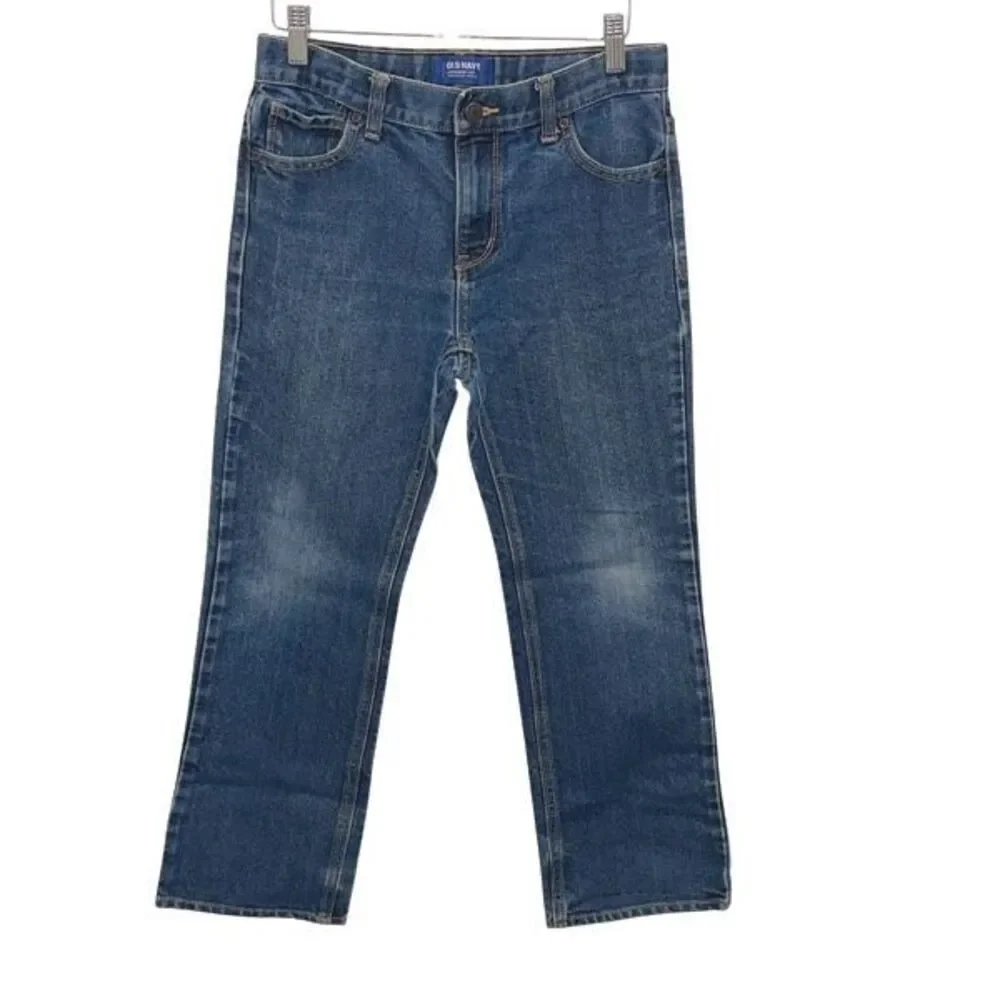 Old Navy Boys Adjustable‎ Waist Faded Loose Boot-Cut Jeans Blue Size 10 Husky